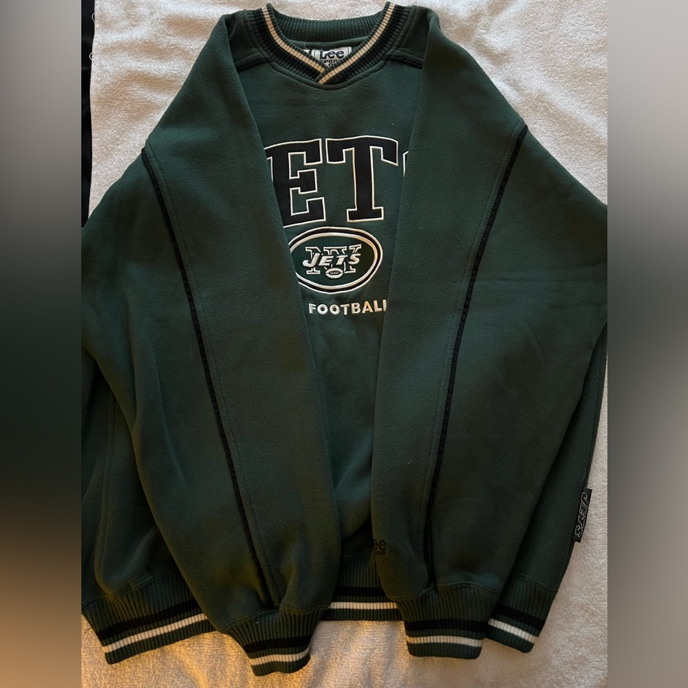 NY JETS Sweater, Large, Pre-Owned with FREE Jets T-Shirt Size XL New With Tags - Picture 9 of 15